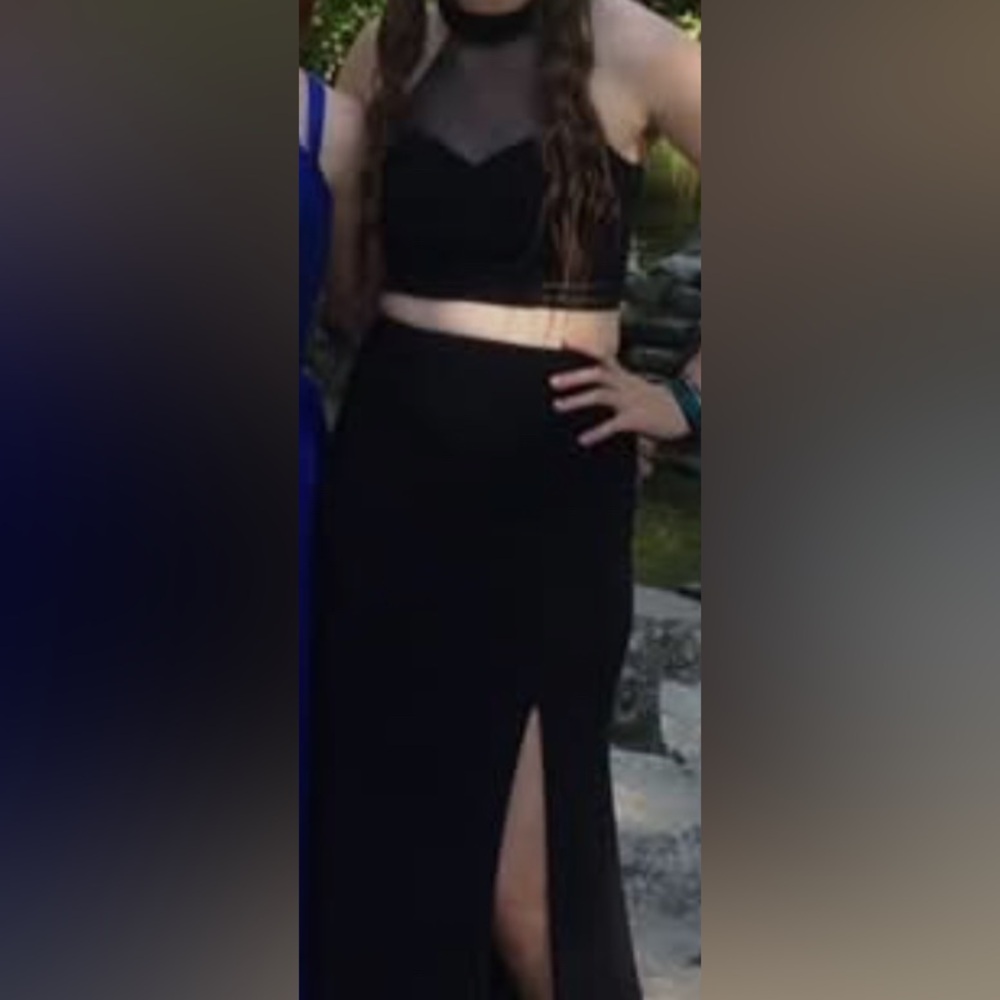 Morgan & Co. Black Gown with Sheer Accents